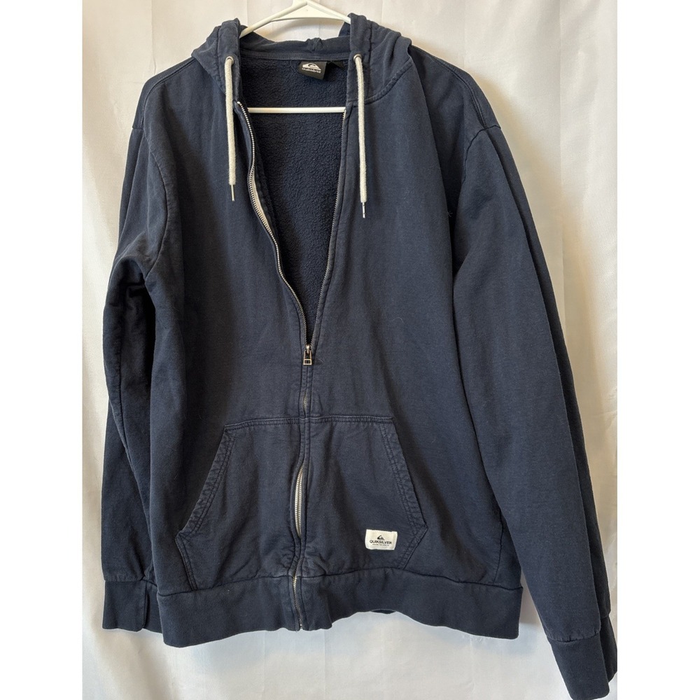 Y2k Quiksilver Zip Up Blue‎ Hoodie Size XXLarge